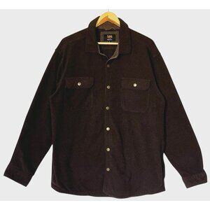 VTG Lee Brown Thin Corduroy Long Sleeve Snap Front Western Shirt Overshirt